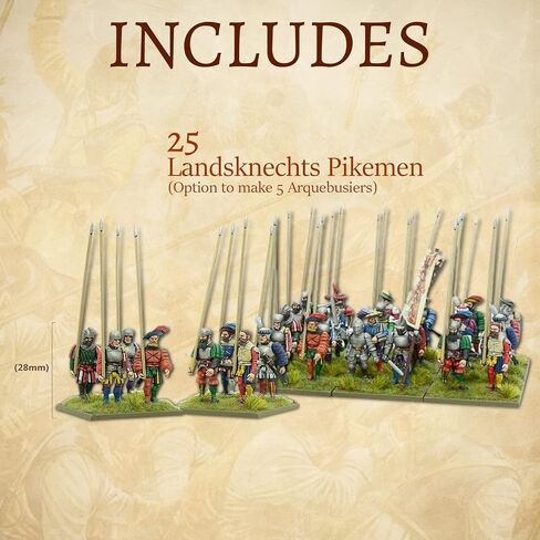 Wargames Delivered Pike & Shotte - Landsknechts Pikemen. 28mm Base Revolutionary Miniature Military Soldiers for Miniature War Games, and Model War by Warlord Games in Saudi Arabia