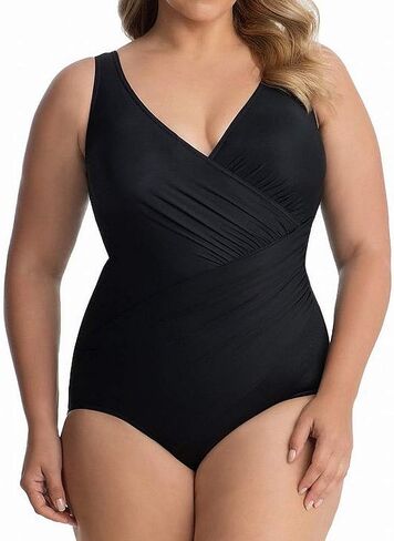 Miraclesuit Women's Swimwear Plus Size Pin Point Oceanus Soft Cup Tummy Control One Piece Swimsuit in Saudi Arabia