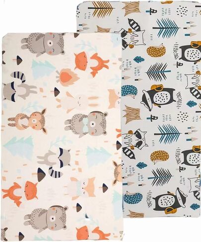 2 Pack Crib Sheets for Boys, Girls - Fitted Crib Sheet, Baby Crib Sheets Neutral, Crib Mattress Cover 52"x28"- Organic Cotton Toddler Bed Sheet Fitted for Standard Crib Mattress (Animal) in Saudi Arabia