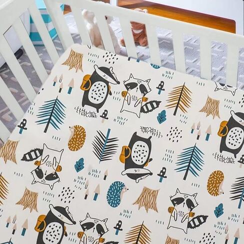 2 Pack Crib Sheets for Boys, Girls - Fitted Crib Sheet, Baby Crib Sheets Neutral, Crib Mattress Cover 52"x28"- Organic Cotton Toddler Bed Sheet Fitted for Standard Crib Mattress (Animal) in Saudi Arabia