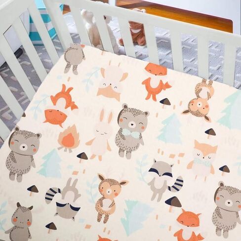 2 Pack Crib Sheets for Boys, Girls - Fitted Crib Sheet, Baby Crib Sheets Neutral, Crib Mattress Cover 52"x28"- Organic Cotton Toddler Bed Sheet Fitted for Standard Crib Mattress (Animal) in Saudi Arabia