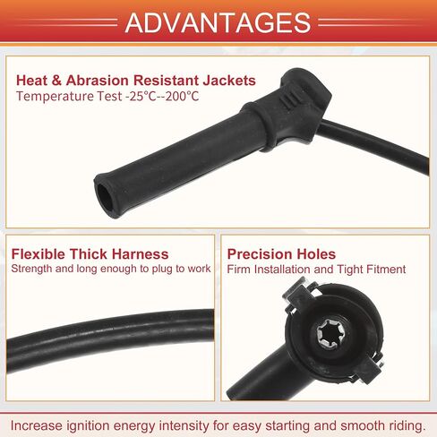 ACROPIX Car Spark Plug Coil Wires Ignition Coil Harness Cable 6.7mm Fit for Ford for Mustang 2005-2010 6 Cyl 4.0L SOHC EFI No.5U2Z12259BA - Pack of 6 in Saudi Arabia