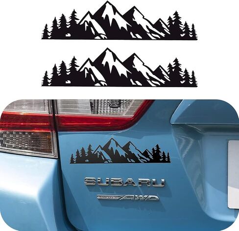 Vinyl Mountain Decal, Tree Sticker for car/Truck Tail gate/Laptop Decal/Trunk Badge Emblem Outdoor Bumper Stickers (8" Black)-2 PCS in Saudi Arabia