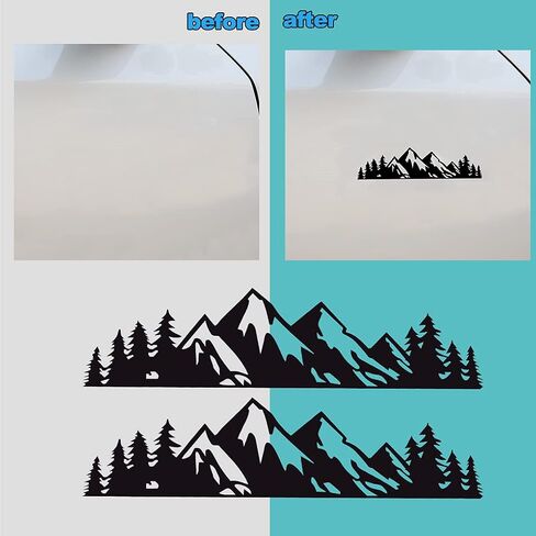 Vinyl Mountain Decal, Tree Sticker for car/Truck Tail gate/Laptop Decal/Trunk Badge Emblem Outdoor Bumper Stickers (8" Black)-2 PCS in Saudi Arabia