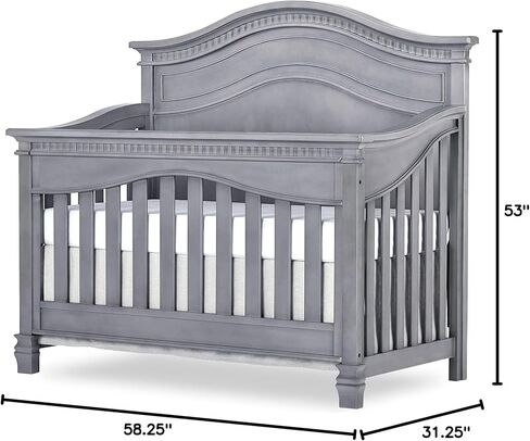 Evolur Cheyenne 5 in 1 Full Panel Convertible Crib, Antique Grey Mist, 58x31x52 Inch (Pack of 1) in Saudi Arabia