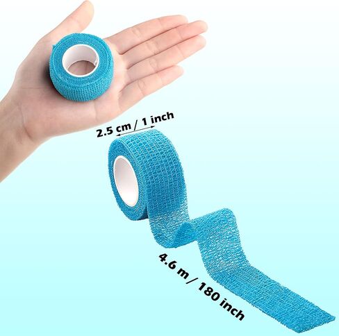 12 Pieces Self Adhesive Bandage Tape Stretch Self Adherent Cohesive Toe Tape Buddy Tape for Sports, Wrist, Ankle, First Aid, 5 Yards Each (12 Colors, 1 Inch) in Saudi Arabia