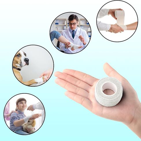 12 Pieces Self Adhesive Bandage Tape Stretch Self Adherent Cohesive Toe Tape Buddy Tape for Sports, Wrist, Ankle, First Aid, 5 Yards Each (12 Colors, 1 Inch) in Saudi Arabia