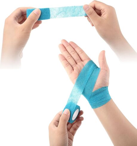 12 Pieces Self Adhesive Bandage Tape Stretch Self Adherent Cohesive Toe Tape Buddy Tape for Sports, Wrist, Ankle, First Aid, 5 Yards Each (12 Colors, 1 Inch) in Saudi Arabia