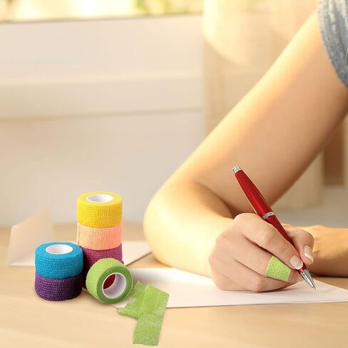 12 Pieces Self Adhesive Bandage Tape Stretch Self Adherent Cohesive Toe Tape Buddy Tape for Sports, Wrist, Ankle, First Aid, 5 Yards Each (12 Colors, 1 Inch) in Saudi Arabia