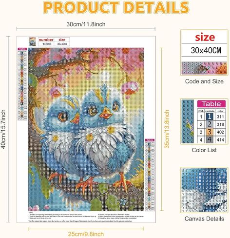 EOBROMD Bird Diamond Art Painting Kits, Full Drill Diamond Dots Paintings for Adults Beginners DIY Paint Picture with Diamonds Pictures Gem Art for Home Wall Art Decor 12x16inch in Saudi Arabia