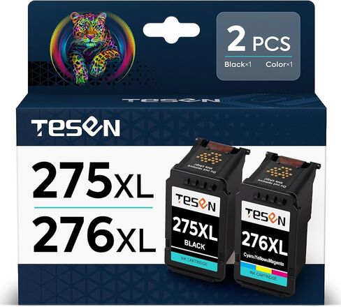 استبدال خرطوشة الحبر المعاد تصنيعها 275XL 276XL لحبر Canon 275 و276 PG-275XL CL-276XL للاستخدام مع طابعات Canon PIXMA TS3522 TR4720 TS3500 TS3520 TR4722 TR4700 (1 أسود + مجموعة ألوان واحدة) in Kuwait