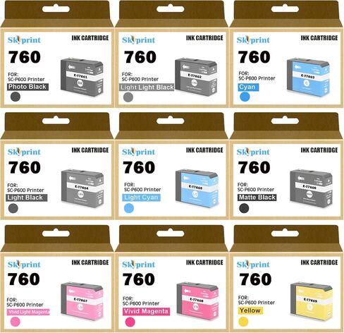 9-Pack P600 760 T760 Ink Cartridges Replacement for P600 Inkjet Printer Ink. in Saudi Arabia