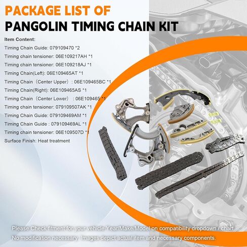 PANGOLIN 12 قطعة مجموعة سلسلة التوقيت 3.0T لسيارة VW Touareg S4 A7 A8 Q5 Q7 CJTC CJTB CNAA CJWB أجزاء محرك ما بعد البيع، استبدال OE 06E109507C 06E109217AB 06E109217AD 079 109 470 in Kuwait