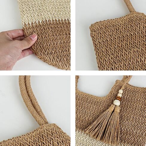 Large Straw Beach Bag for Women Summer Woven Tote Bag Shoulder Handbags Beach Bag Crochet Rattan Purses for Vacation in Saudi Arabia