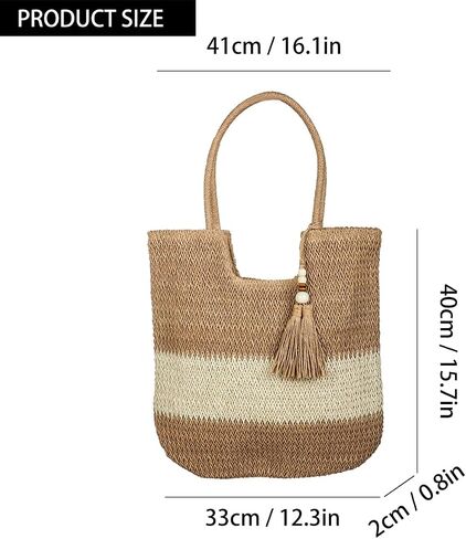 Large Straw Beach Bag for Women Summer Woven Tote Bag Shoulder Handbags Beach Bag Crochet Rattan Purses for Vacation in Saudi Arabia