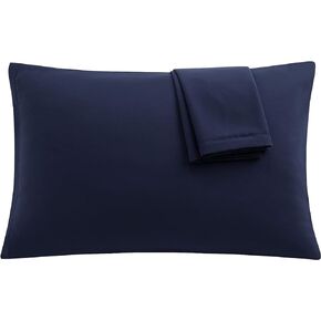 Toddler Travel Pillowcase 16x22 500 Thread Count Pack of 2 Toddler Baby Pillowcases Cover with Envelope 100% Egyptian Cotton (Size: Toddler Travel 16x22 Envelope Closer, Navy Blue)