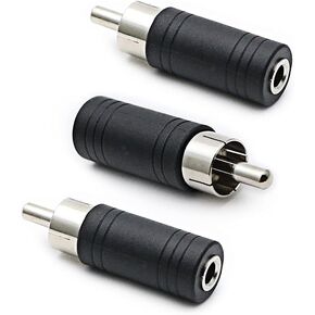 3.5mm Female to RCA Male Adapter 3-Pack RCA Plug to 1/8" Female Mono Jack Audio Connector Converter,for Receiver, Subwoofer, Speaker, Audio Equipment