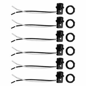 cUL Listed E12 Lamp Holder, Candelabra Base Lamp Holder Socket, E12 Base with Wire Leads and Ring for Candelabra Bulbs, 75W 127V Pack of 6