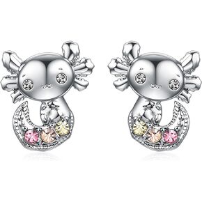 Horse/Cat/Axolotl/Dog/Dolphin/Turtle/Butterfly/T-Rex/Fox Stud Earrings Gifts for Girls Women,Cute Colorful Crystal Animal Stud Earrings Cool Animal Lovers Gifts for Women Girls