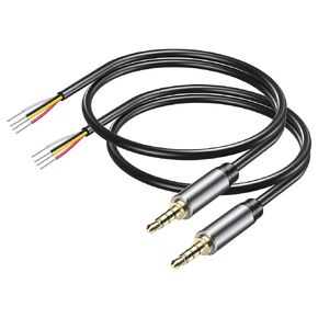 GINTOOYUN 2Pack 3.5mm Male Plug to Bare Wire Open End Headset TRRS Cord 4 Pole 1/8" 3.5mm Male Jack to Bare Wire Open End Cable 4 Pole Stereo Plug Jack Connector Audio Cable-0.3M/11In
