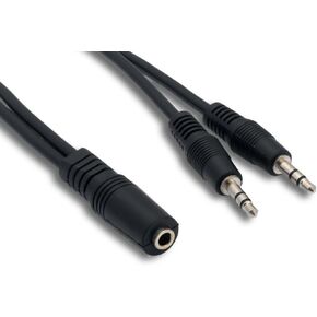 3.5mm Stereo Audio Cable F/M X2, 6", Black (ZCUUFMFM-6IN)
