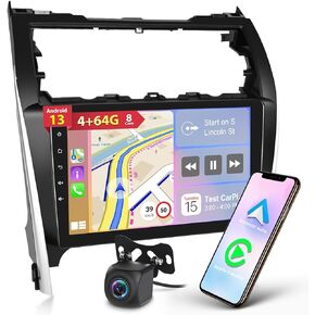 8 Core [4G+64G] Car Radio for Toyota Camry 2012 2013 2014, Android 13 Touch Screen Camry Stereo, DSP 32 EQ/IPS/Carplay/Android Auto/SWC/BT/WiFi + AHD Backup Camera