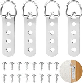 4 Pcs Super Heavy Duty Extra Large Strap Hanger 4 Hole D-Ring Picture Hangers, Picture Hanging Hardware, Mirror Hanging Kit for Heavy Frame Hanging Kit