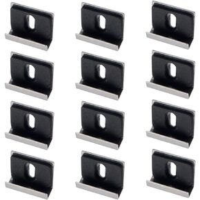 12PCS Mirror Clips Black Wide Channel Mirror Hanger Clip Glass Mirror Hanging Bracket with Screws for Wall Mounting Frameless Mirror Billboard Displays