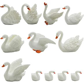 12Pcs Mini White Swan Figurines 2inch Miniature Swan Cake Toppers Resin Swans Fairy Garden Accessories for DIY Moss Landscape Birthday Party Wedding Home Decoration