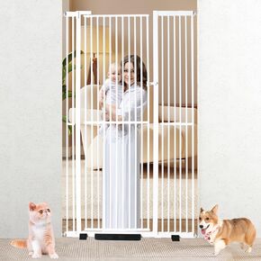 71 inch Extra Tall Cat Gate Baby Gate, Extra Wide Adjustable 29.13"-42.08", Pressure Mounted Walk Through Swing Safety Dog Pet Gates for Stairs, Doorways, Kitchen
