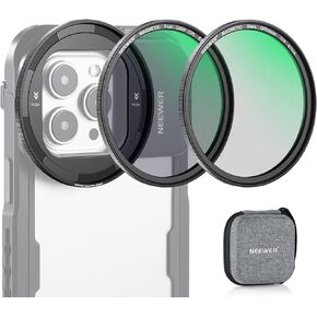 NEEWER 67mm Magnetic Lens Filter Kit with Snap On Magnetic Filter Adapter Ring Only for NEEWER iPhone 15 Pro Cage PA023 15 Pro Max Cage PA024, True Color CPL, Black Diffusion 1/4 Filters