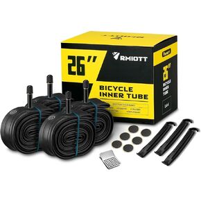 4 Pack 26 Inch Mountain Bike Inner Tubes 26 x 1.75 1.95 2.0 2.1 2.125 2.25 2.3 2.35 2.4 Schrader Valve 32mm / Presta Valve 48mm, Heavy Duty Butyl Rubber 26 in Bike Tubes