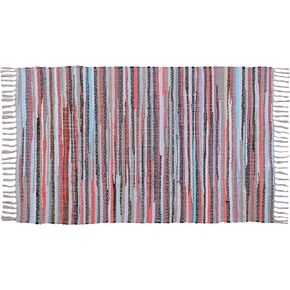 Cotton Rag Rug 24''x36''- 2x3'- Multicolor Chindi Rug - Hand Woven Washable & Reversible for Living Room Kitchen Entryway Bedroom Rug Rag with Tassel (Blue)