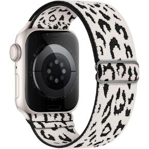 CCnutri Stretchy Solo Loop Compatible with Apple Watch Band 38mm 40mm 41mm 42mm 44mm 45mm 49mm Women Men, Leopard Soft Braided Nylon Elastic Bands Strap for iWatch Series 9 8 7 6 5 4 3 2 1 Ultra SE