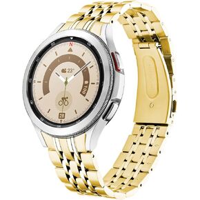 No Gap Band Compatible with Samsung Galaxy Watch 6/5/4 Pro Classic 43mm 47mm 45mm 40mm 44mm 42mm 46mm, No Gap Stainless Steel Replacement Band Men Large Small