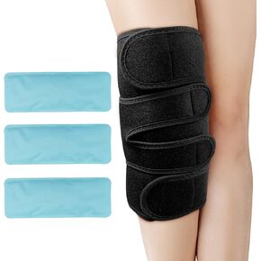 Knee Ice Pack Wrap for Knee Pain Relief by GINEKOO, Reusable Gel Ice Pack Around Entire Knee with Cold & Hot Compress Therapy for Injuries, Knee Replacement Surgery, Meniscus Tear, Arthritis and ACL