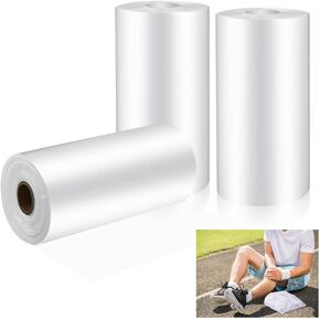 Fulmoon 1500 Pcs Ice Packs for Injuries 9.5 x 18 Inches 3 Roll Clear Easy to Tie Ice Storage Bags Athletic Medical Bag for Trainer Training Rooms Knee Injury Wrap