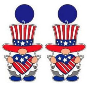 Red White Blue Patriotic Dangle Drop Stud Earrings Glitter USA Star Heart American Flag Acrylic Earrings 4th of July Independence Memorial Day Party Gift For Women Girls