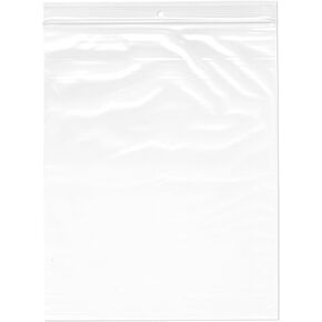 Plymor 8" x 10" (Pack of 100), 2 Mil with Hang-Hole Zipper Reclosable Plastic Bags