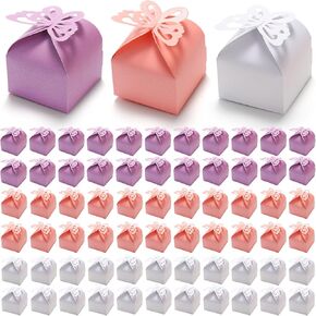 Goaste 150 قطعة من صناديق الفراشة المفضلة، صناديق حلوى استحمام الطفل، صناديق هدايا ورقية صغيرة مزخرفة لعيد الميلاد، حفلة عيد الميلاد، الزفاف، عيد الشكر، عيد الحب، 2.4 × 2.4 × 2.6 بوصة in Kuwait