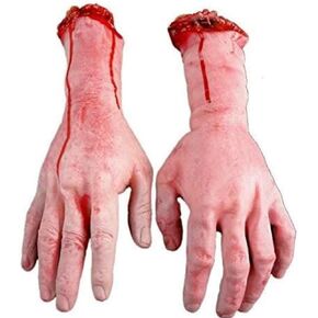 Halloween Decoration Haunted House Scary Fake Bloody Broken Severed Hand Body Prank Party Props (Hands)