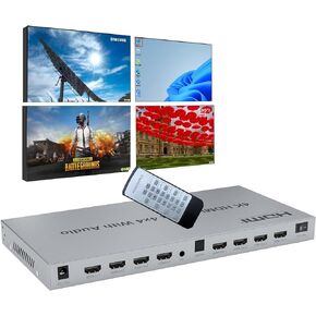 4X4 Audio HDMI Splitter Switch, 4 HDMI in 4 HDMI Out HDMI 1.4 Switcher, 3.5mm Out Audio Swith and EDID, Support IR Remote, Button Press, RS232, 4k@30HZ, 1080P 3D, HDCP, YUV 4:4:4 4K HDMI Matrix