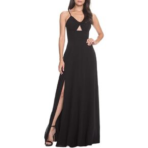 DRESS THE POPULATION womens Cambria Tie Bodice Evening Dress