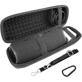 Geekria Shield Speaker Case Compatible with JBL Charge 5, Charge 4 Portable Bluetooth Speaker Case, Replacement Hard Shell Travel Carrying Bag with Cable Storage (Black)