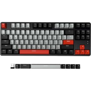 Ajazz AK871 Wireless Mechanical Keyboard,75% Mechanical Gaming Keyboard with USB Hub,2.4Ghz/Bluetooth 5.0 Dual Mode 87Keys Hot Swappable TKL Keyboard OEM Keycaps for PC/MAC(Clicky Pre-lubed Switches