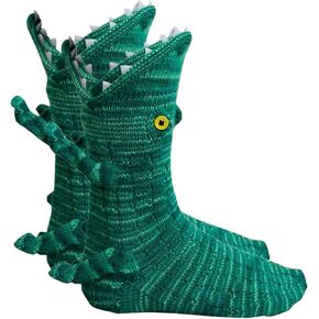 Alligator Socks Shark Socks Biting Leg, Novelty Knit Crocodile Socks, Funny Animal Floor Socks for Adult