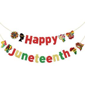 Happy Juneteenth Banner, Pre-strung Juneteenth Decorations, June 19th Emancipation Day Banner, African Juneteenth Party Supplies