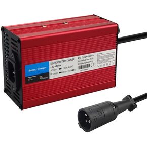 48 Volt 5 Amp for Club Car Golf Cart Battery Charger with 3 Pin Round Plug, Red Aluminum Shell