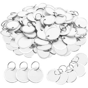 50 Pcs Metal Rimmed Key Tags Round Paper Tags Writable Key Identification Tags White Key Chain Tags Blank Coded Keychain with Split Rings for Backpack Luggage