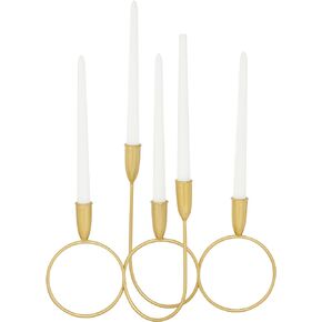 CosmoLiving by Cosmopolitan Metal Candelabra, 15" x 5" x 11", Gold